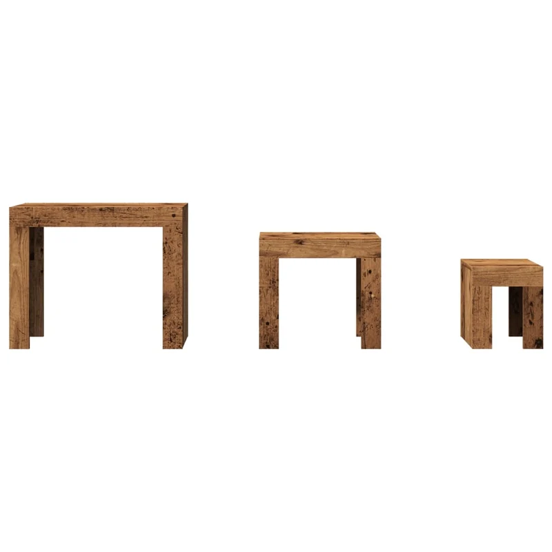 Lot de 3 tables d'appoint gigognes en bois bois d'ingénierie marron DEC040576