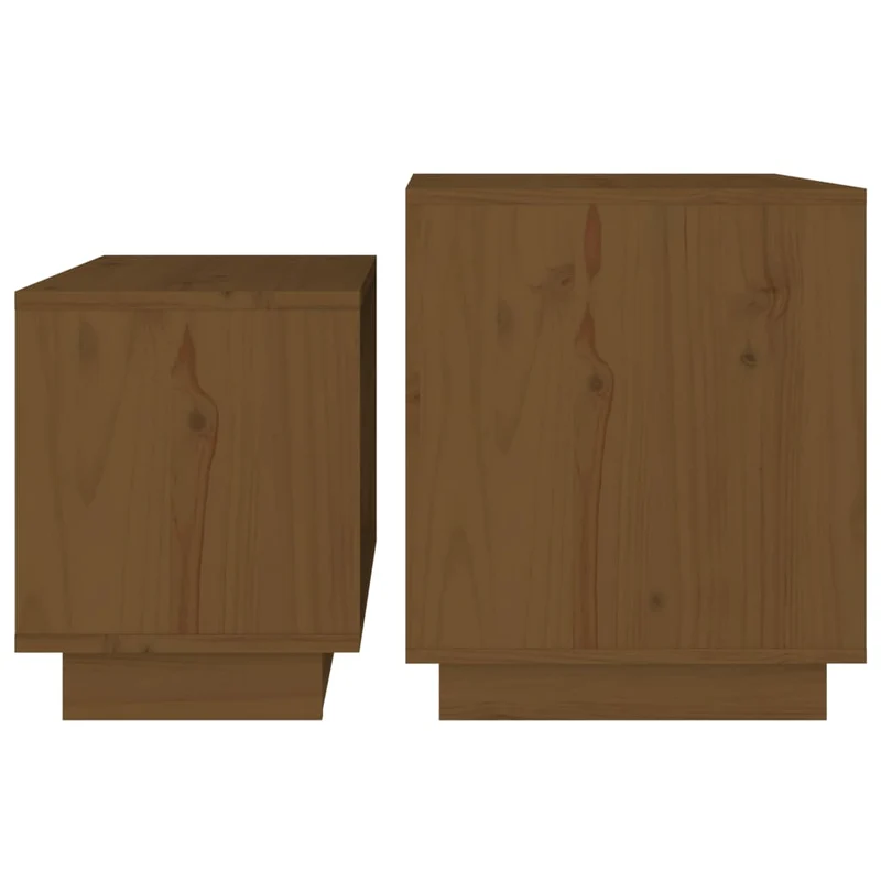 Lot de 2 tables d'appoint gigognes en bois de pin massif marron DEC040516