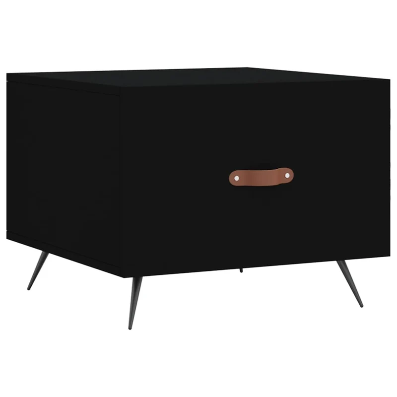 Lot de 2 tables basses d'appoint avec tiroir 50 x 50 x 40 cm bois d'ingénierie noir et fer DEC040421