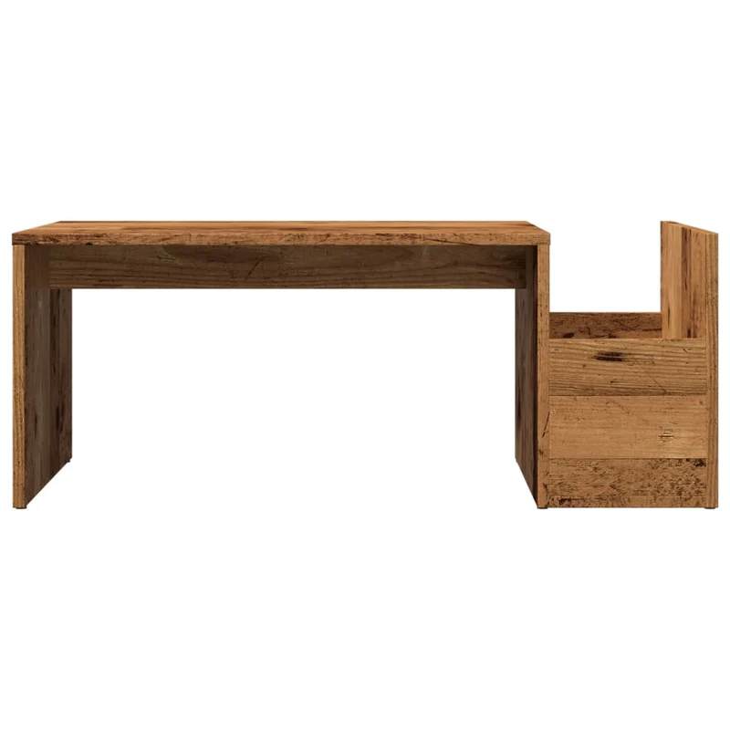 Table basse design rustique et moderne 90 x 45 x 35 cm bois d'ingénierie marron effet vieilli DEC040211
