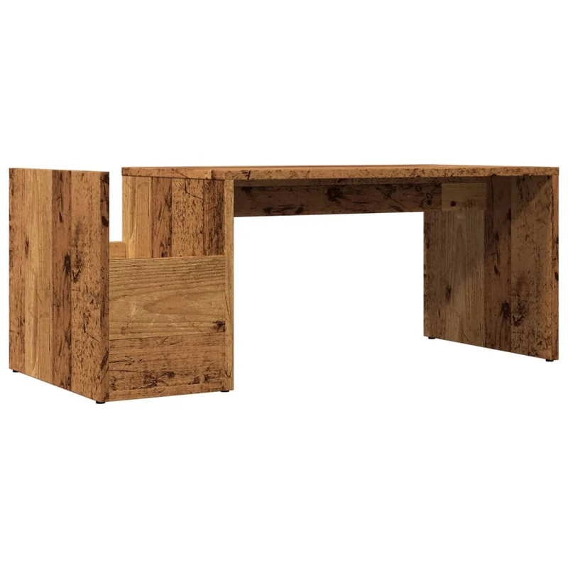 Table basse design rustique et moderne 90 x 45 x 35 cm bois d'ingénierie marron effet vieilli DEC040211