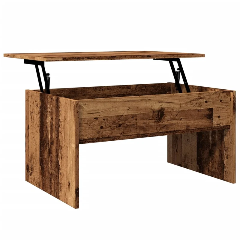 Table basse avec plateau relevable 80 x 50,5 x 41,5 cm bois d'ingénierie marron vieilli DEC040209