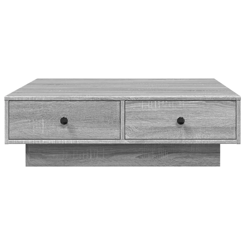 Table basse avec tiroirs 90 x 90 x 28 cm bois d'ingénierie gris et métal DEC040166