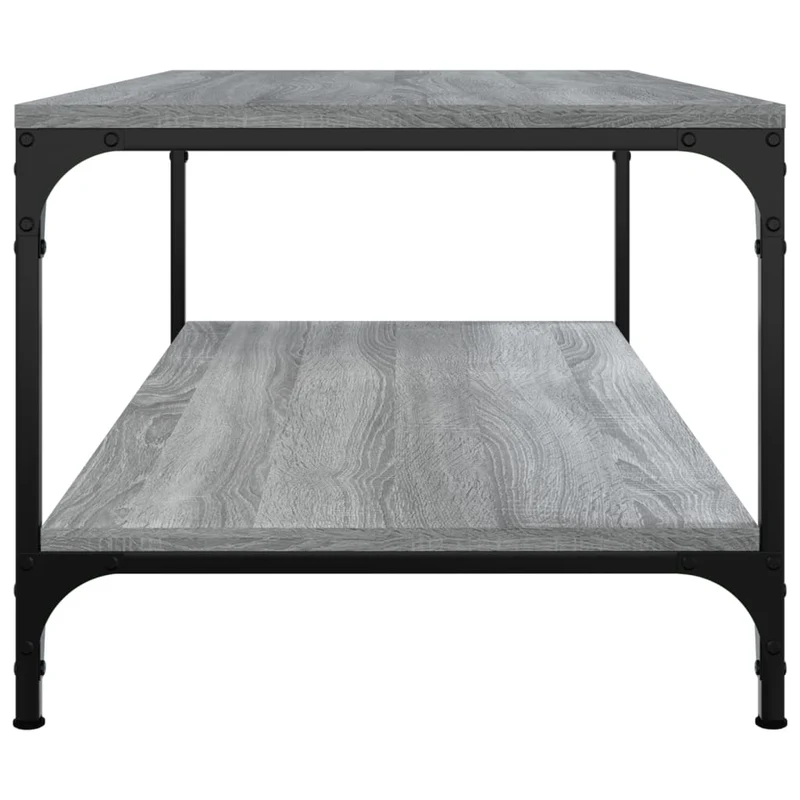 Table basse avec étagère style industriel 80 x 50 x 40 cm bois d'ingénierie gris et acier DEC040089
