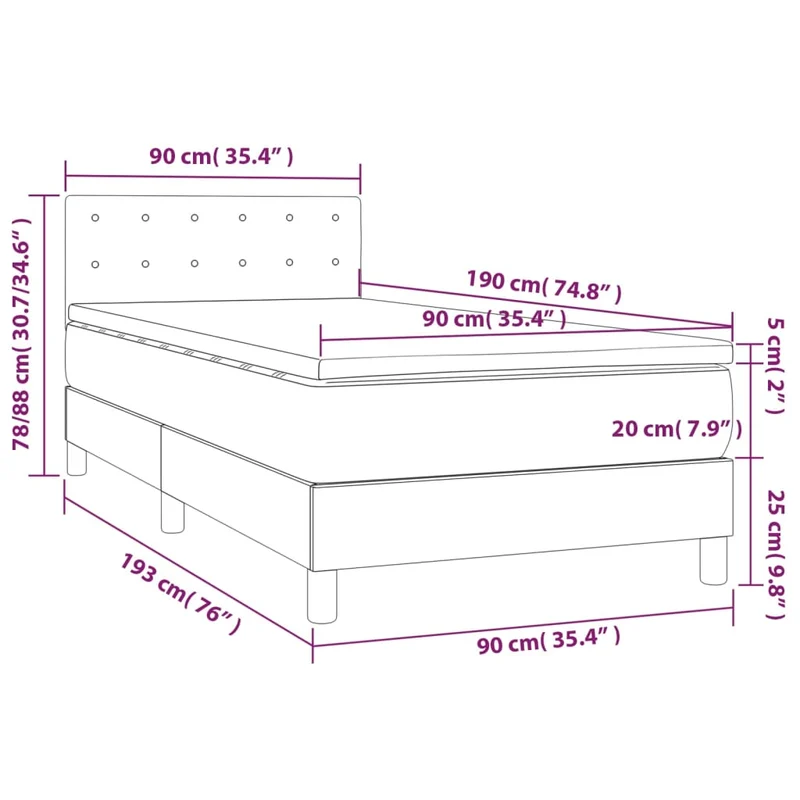 Cadre de lit LED avec sommier tête de lit matelas 90x190cm tissu gris clair TDL0209468