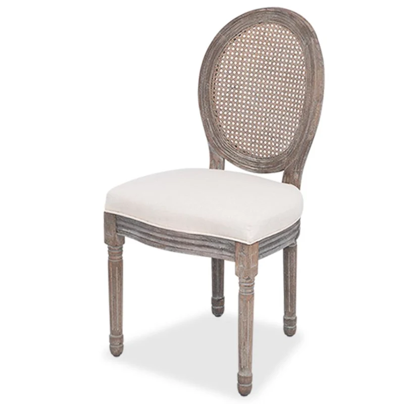 Lot de 6 chaises de salle à manger cuisine design classique tissu crème CDS022368