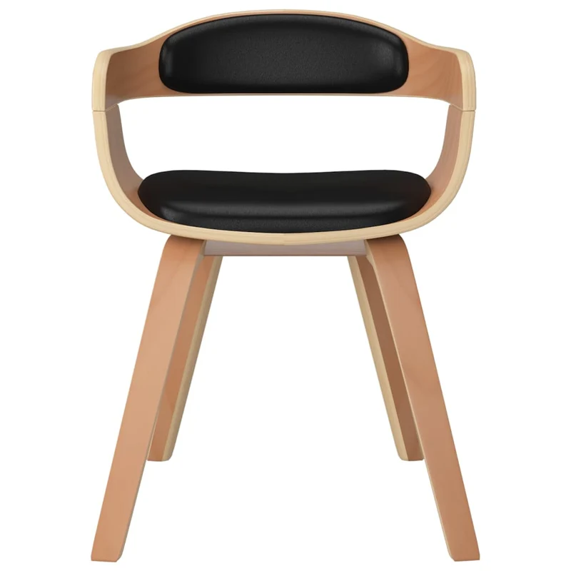 Chaise de salle à manger chaise de bureau design moderne en bois courbé et PVC noir DEC025178