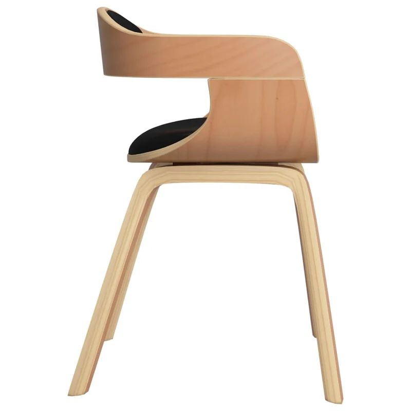 Chaise de salle à manger chaise de bureau design moderne en bois courbé et PVC noir DEC025178
