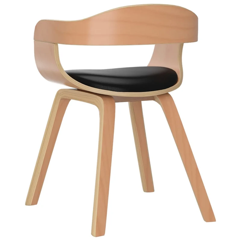 Chaise de salle à manger chaise de bureau design moderne en bois courbé et PVC noir DEC025178