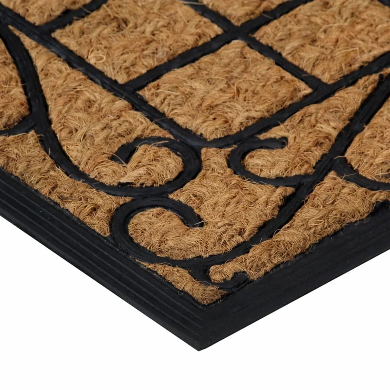 Paillasson rectangulaire 45 x 75 cm caoutchouc et fibre de coco marron DEC040653