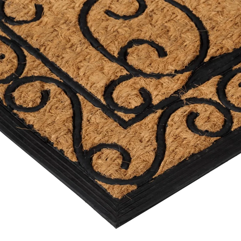 Paillasson rectangulaire 45 x 75 cm caoutchouc et fibre de coco marron DEC040652