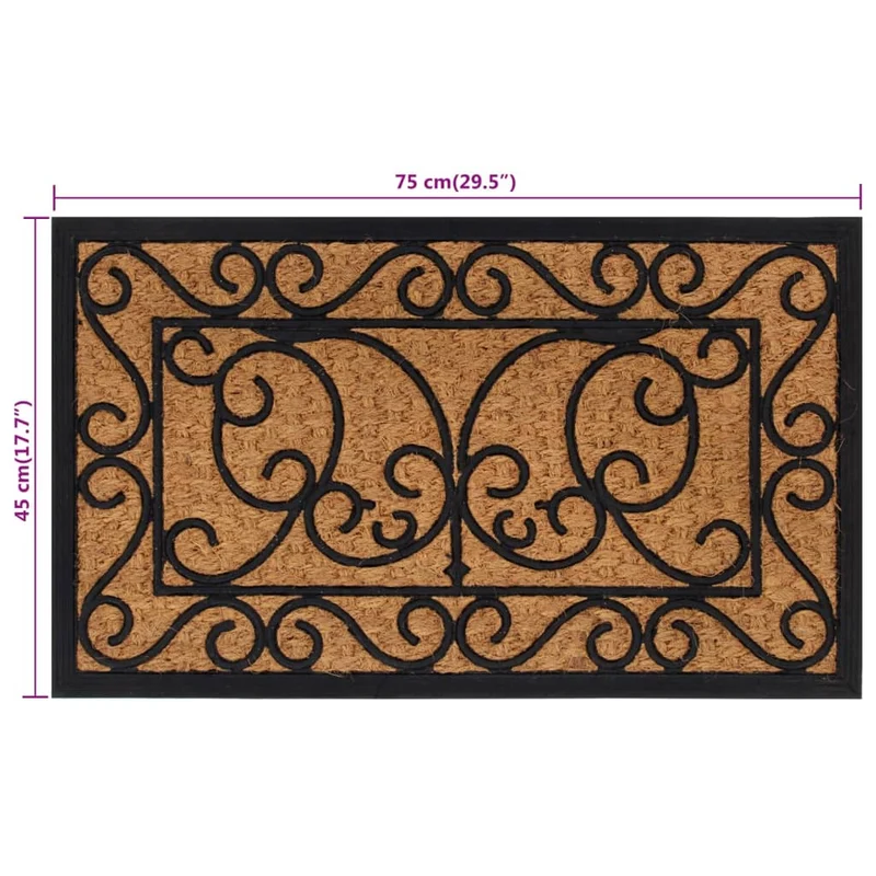 Paillasson rectangulaire 45 x 75 cm caoutchouc et fibre de coco marron DEC040652