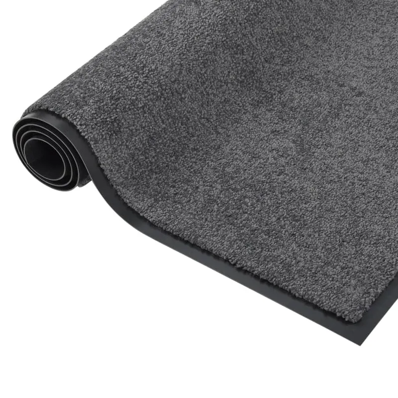 Paillasson de porte d'entrée dessous antidérapant 60 x 80 cm PP torsadé anthracite et vinyle DEC040583