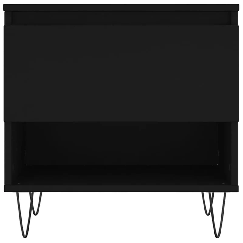 Lot de 2 tables de chevet appoint avec tiroir 50 x 46 x 50 cm bois d'ingénierie noir et métal DEC040415