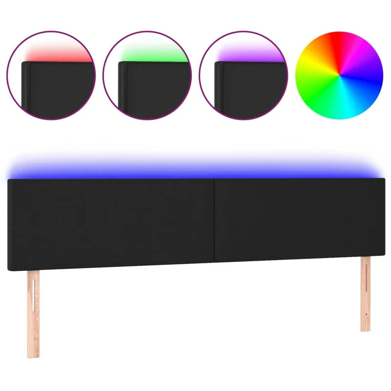 Tête de lit accessoire couchage chambre à coucher meuble à LED 160 x 5 x 78/88 cm synthétique noir TDL0200674