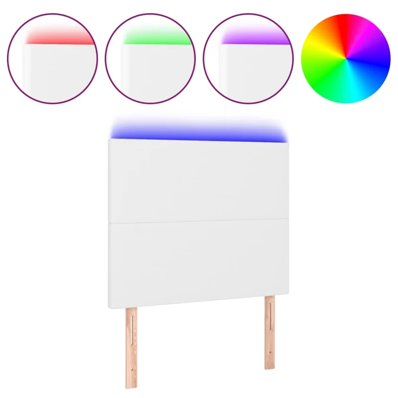 Tête de lit accessoire couchage chambre à coucher meuble à LED 90 x 5 x 118/128 cm synthétique blanc TDL0201919