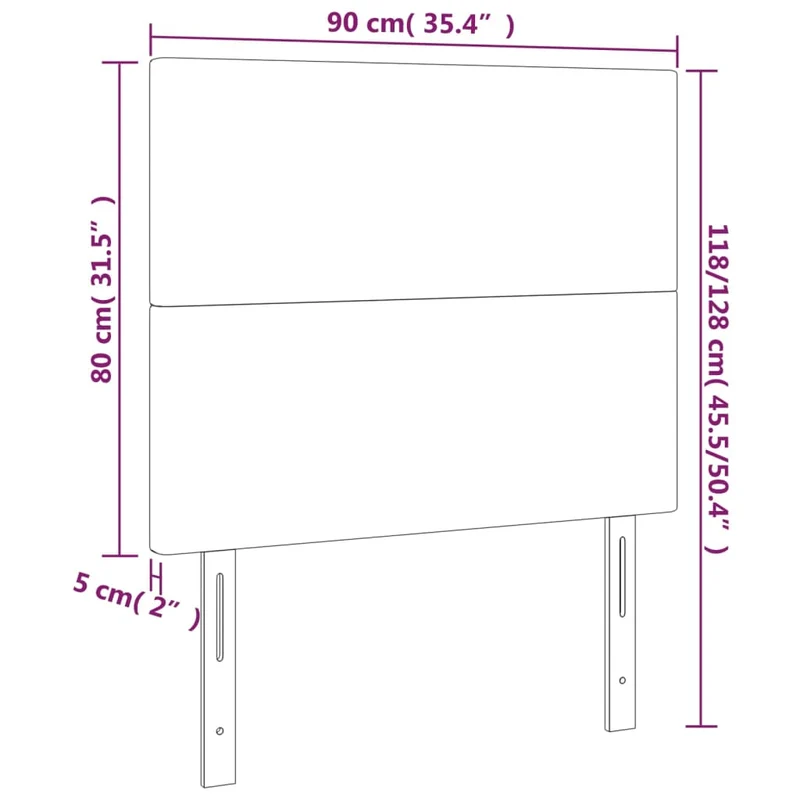 Tête de lit accessoire couchage chambre à coucher meuble à LED 90 x 5 x 118/128 cm synthétique blanc TDL0201919