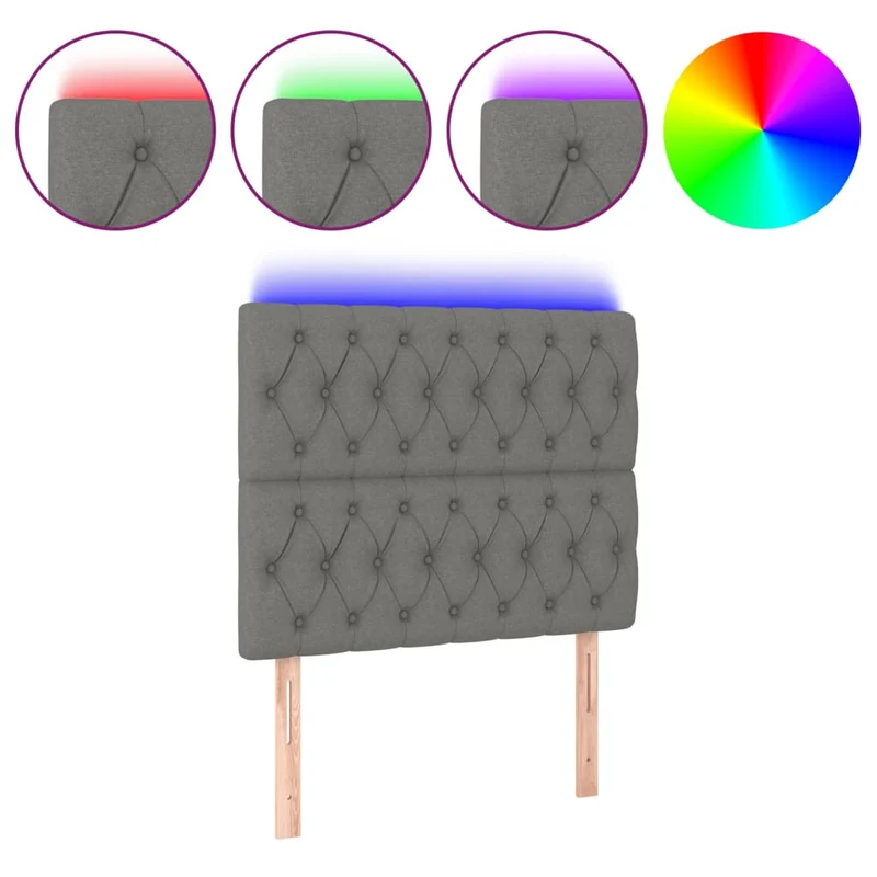 Tête de lit accessoire couchage chambre à coucher meuble à LED 100 x 7 x 118/128 cm tissu gris foncé TDL0201190