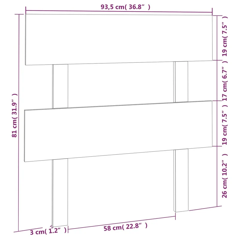 Tête de lit accessoire couchage chambre à coucher meuble 93,5 x 3 x 81 cm bois de pin gris TDL0203272