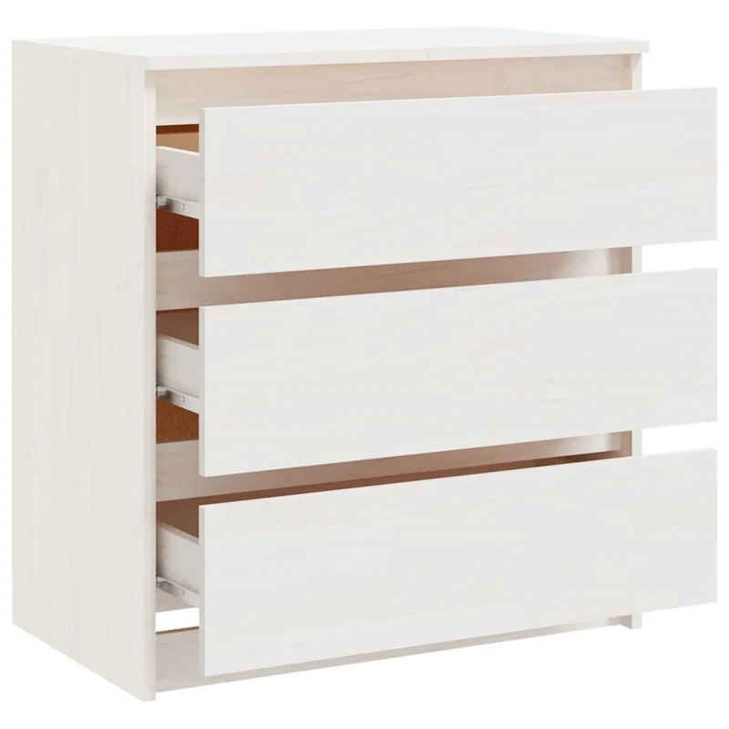 Table de chevet avec 3 tiroirs 60 x 36 x 64 cm bois de pin massif blanc DEC033427