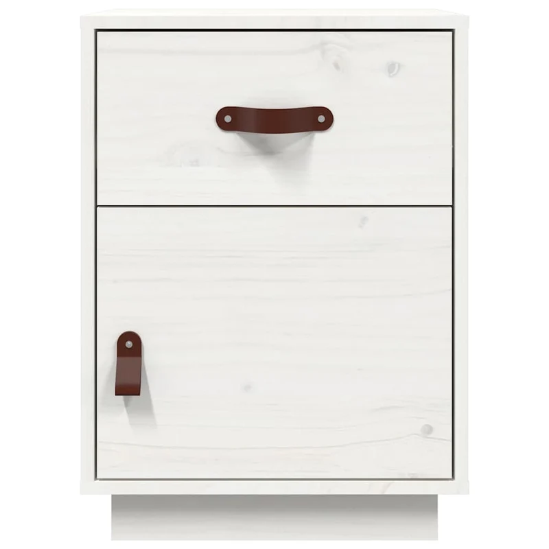 Table de chevet avec tiroir et compartiment 40x34x55 cm bois de pin blanc DEC033351