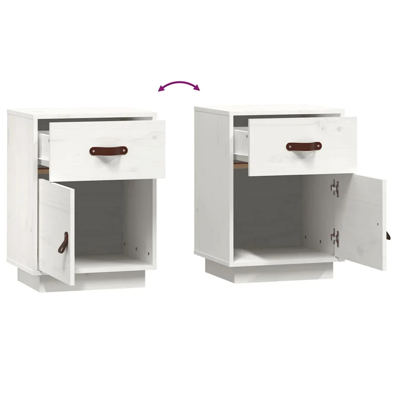 Table de chevet avec tiroir et compartiment 40x34x55 cm bois de pin blanc DEC033351