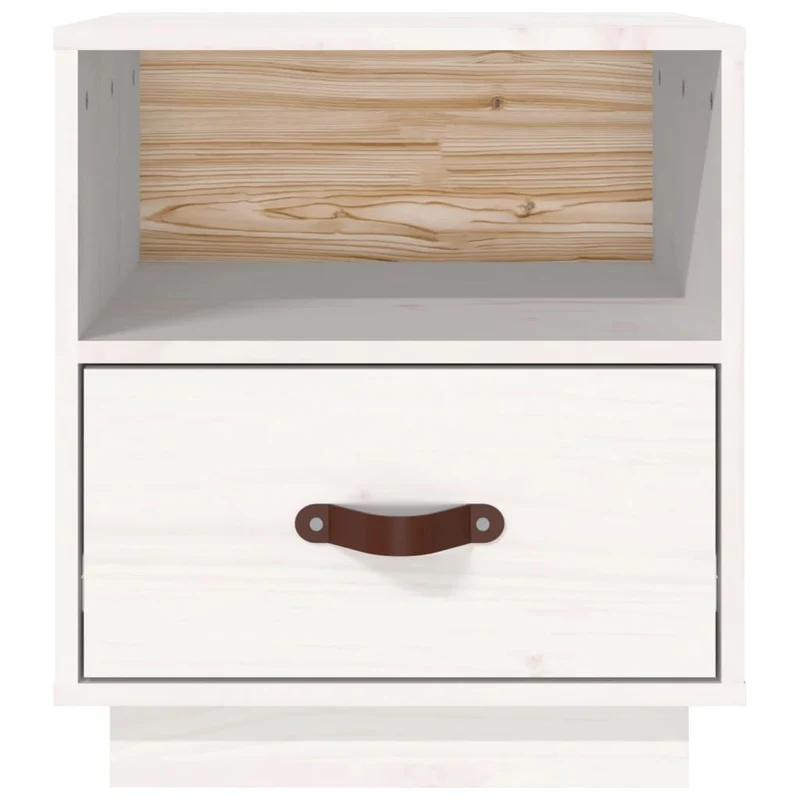 Table de chevet avec tiroir et compartiment 40 x 34 x 45 cm bois de pin massif blanc DEC033348