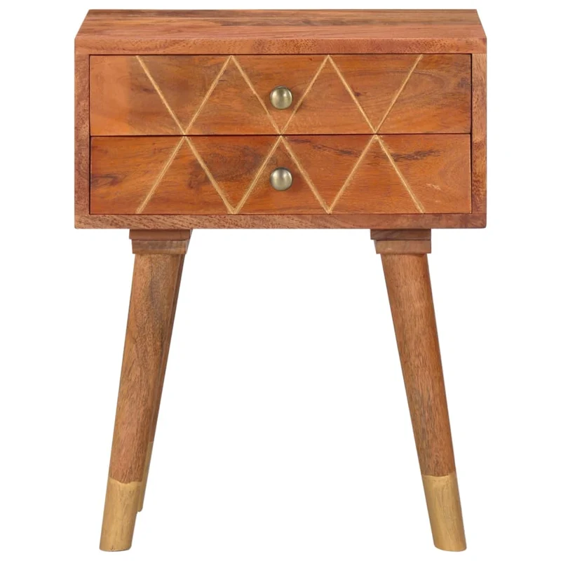 Table de chevet avec deux tiroirs 43 x 30 x 58 cm bois de manguier massif DEC033015