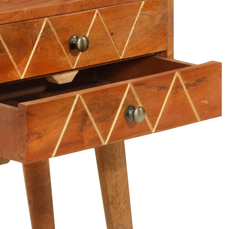 Table de chevet avec deux tiroirs 43 x 30 x 58 cm bois de manguier massif DEC033015