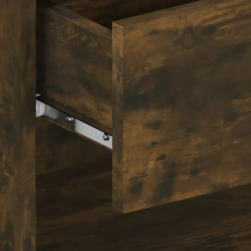 Table de chevet murale avec étagère et tiroir 46 x 29,5 x 30 cm en bois d'ingénierie marron DEC034248