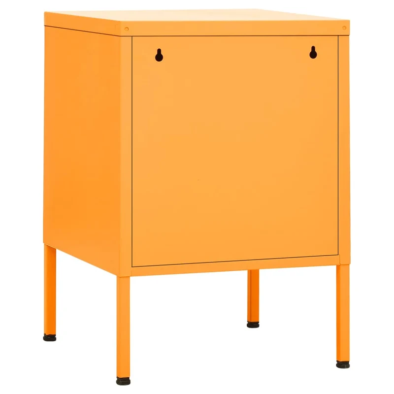 Table de chevet avec étagère avec porte 35 x 35 x 51 cm acier jaune DEC034086