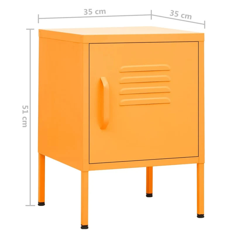 Table de chevet avec étagère avec porte 35 x 35 x 51 cm acier jaune DEC034086