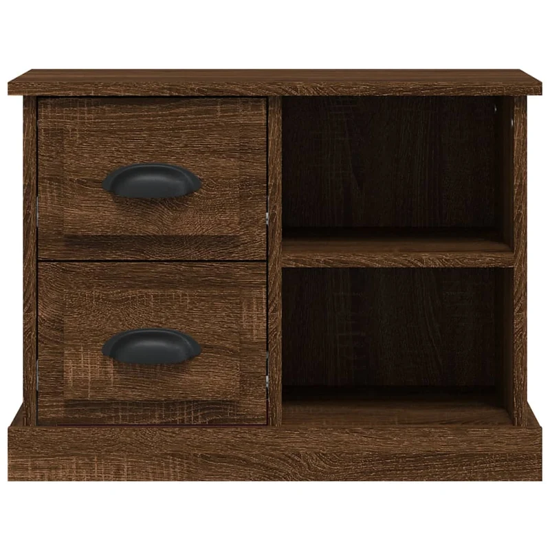Table de chevet avec tiroirs et compartiments 60 x 35,5 x 45 cm bois d'ingénierie marron DEC033788