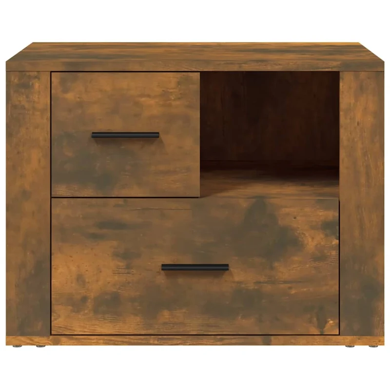 Table de chevet avec tiroirs et compartiment 60 x 36 x 45 cm bois d'ingénierie marron DEC033670