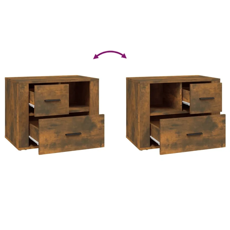 Table de chevet avec tiroirs et compartiment 60 x 36 x 45 cm bois d'ingénierie marron DEC033670