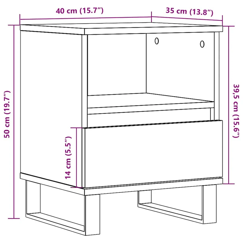 Table de chevet avec tiroir et compartiment 40 x 35 x 50 cm bois d’ingénierie blanc DEC033467
