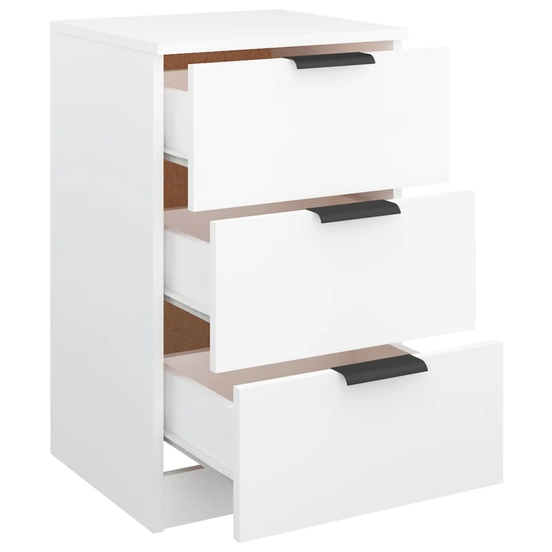 Table de chevet avec 3 tiroirs 40 x 36 x 65 cm bois d'ingénierie blanc DEC033386