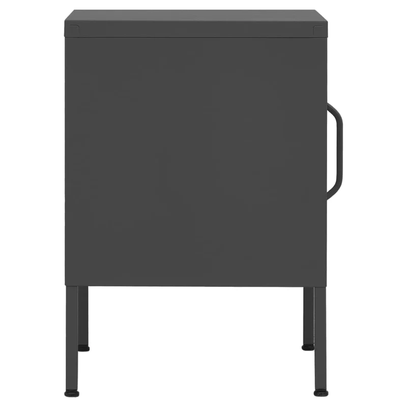 Table de chevet avec étagères avec porte 35 x 35 x 51 cm acier anthracite DEC033091