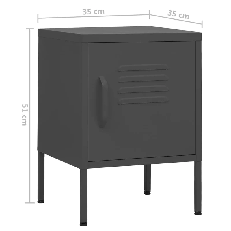 Table de chevet avec étagères avec porte 35 x 35 x 51 cm acier anthracite DEC033091