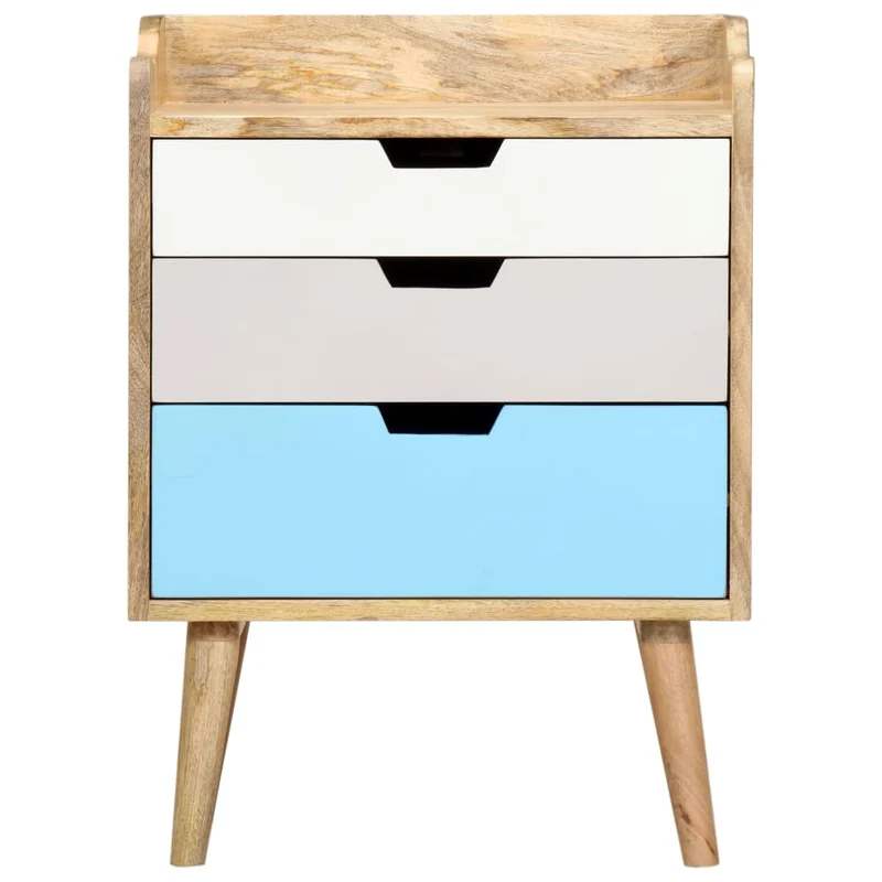 Table de chevet avec 3 tiroirs 47 x 35 x 63 cm bois de manguier solide multicolore DEC033026