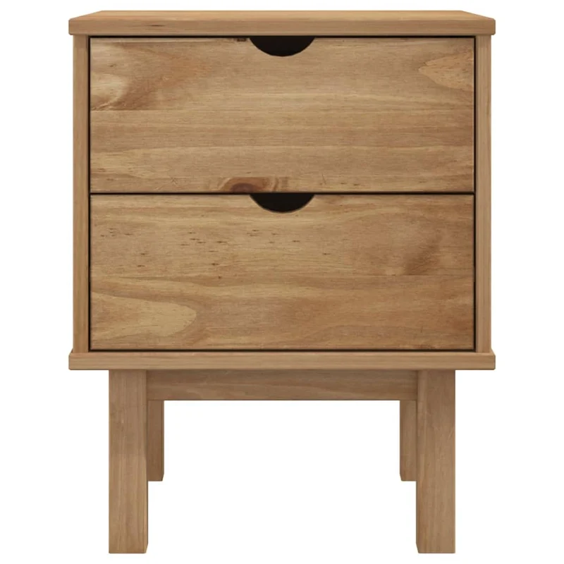 Table de chevet avec deux tiroirs 45 x 39 x 57 cm bois de pin massif DEC034540