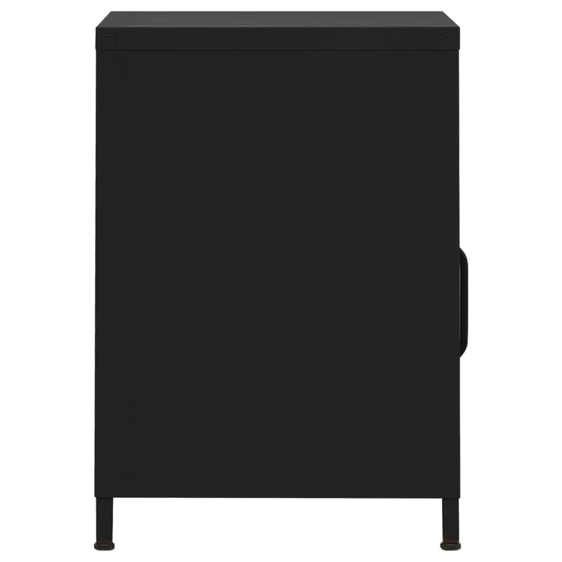 Table de chevet avec étagère ouverte avec porte 35 x 35 x 51 cm acier noir DEC034361