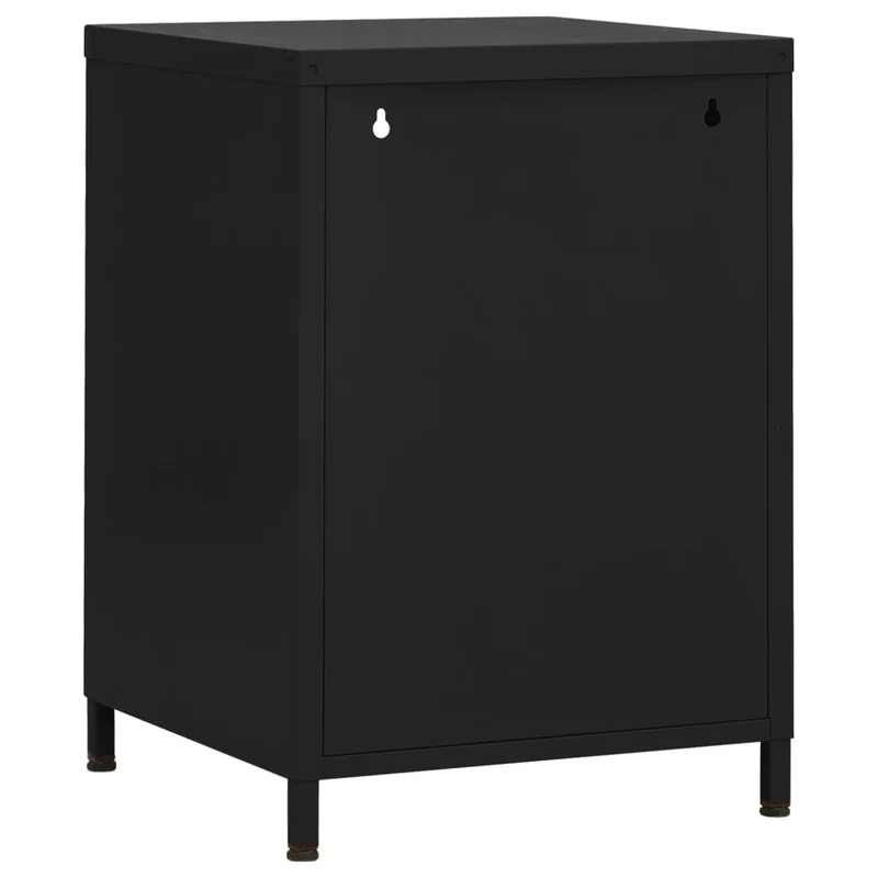Table de chevet avec étagère ouverte avec porte 35 x 35 x 51 cm acier noir DEC034361