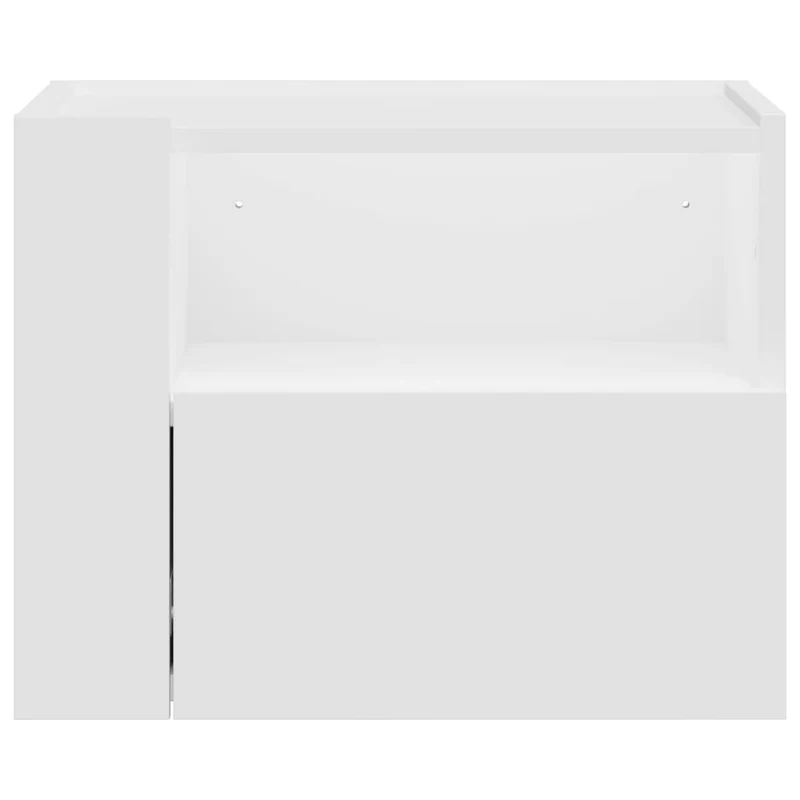 Table de chevet murale avec tiroir et compartiment ouvert 45 x 30 x 35 cm bois d'ingénierie blanc DEC034227