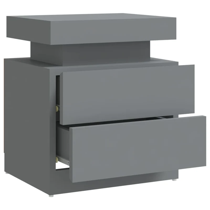 Table de chevet avec deux tiroirs 45 x 35 x 52 cm bois d'ingénierie gris DEC033956