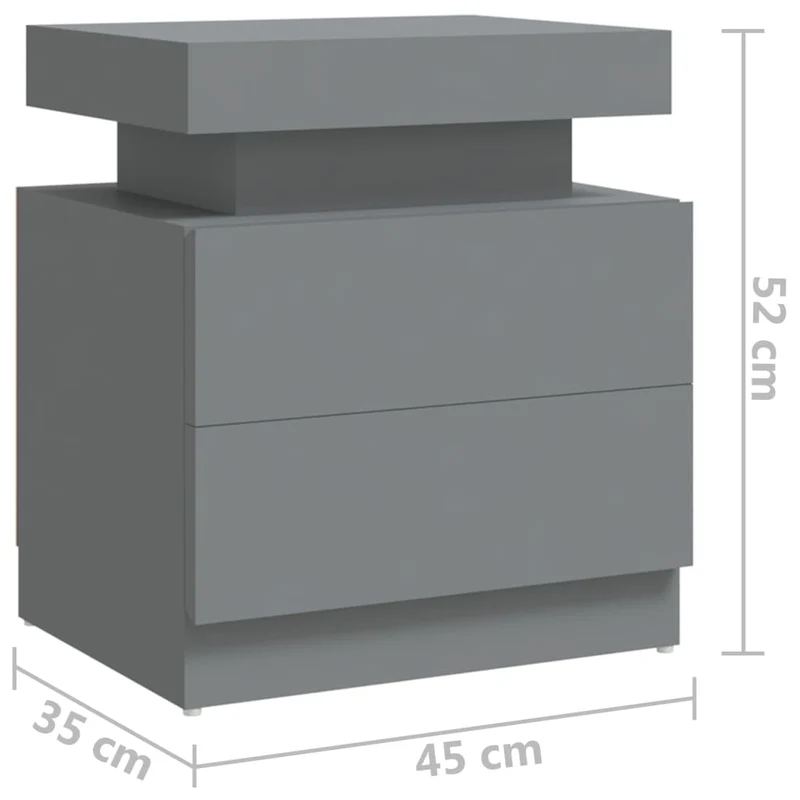 Table de chevet avec deux tiroirs 45 x 35 x 52 cm bois d'ingénierie gris DEC033956