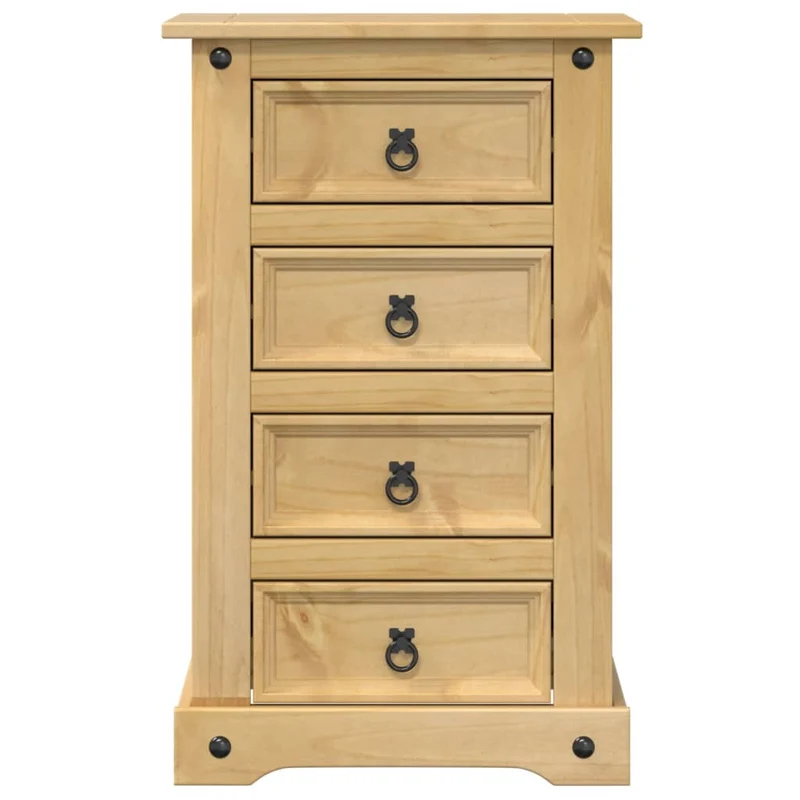 Table de chevet avec 4 tiroirs 53 x 39 x 84 cm bois de pin massif brun DEC033908
