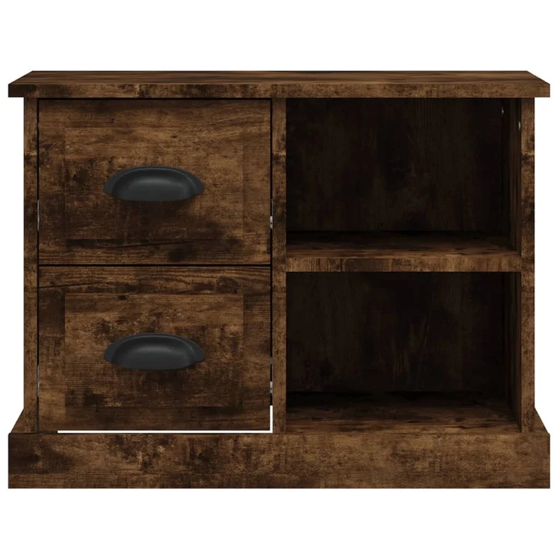 Table de chevet avec tiroirs et compartiment ouvert 60 x 35,5 x 45 cm bois d'ingénierie marron DEC033669