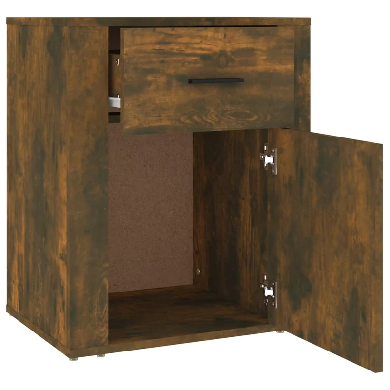 Table de chevet avec tiroir et compartiment avec porte 50 x 36 x 60 cm bois d'ingénierie marron DEC033663