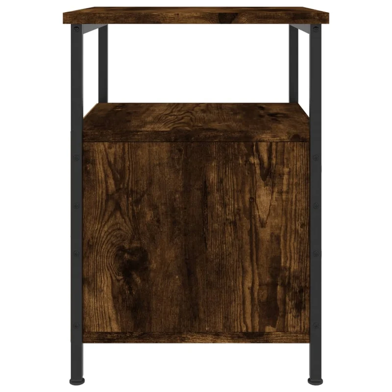 Table de chevet avec tiroirs et étagère 34 x 35,5 x 50 cm bois d'ingénierie marron et fer DEC033541